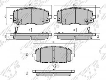 929 р. Колодки тормозные SAT (передние)  Hyundai i10  PA (2007-2013), KIA Picanto  1 SA хэтчбэк 5 дв. (2003-2007)  с доставкой в г. Москва. Увеличить фотографию 1