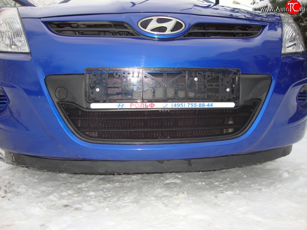 1 469 р. Сетка на бампер Russtal (черная)  Hyundai i20  PB (2008-2012) хэтчбэк дорестайлинг  с доставкой в г. Москва