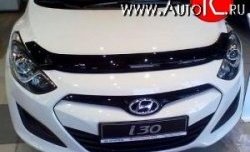 2 899 р. Дефлектор капота NovLine  Hyundai I30  2 GD (2011-2017) дорестайлинг универсал, дорестайлинг, хэтчбэк 5 дв., рестайлинг универсал, рестайлинг, хэтчбэк 5 дв.  с доставкой в г. Москва. Увеличить фотографию 1