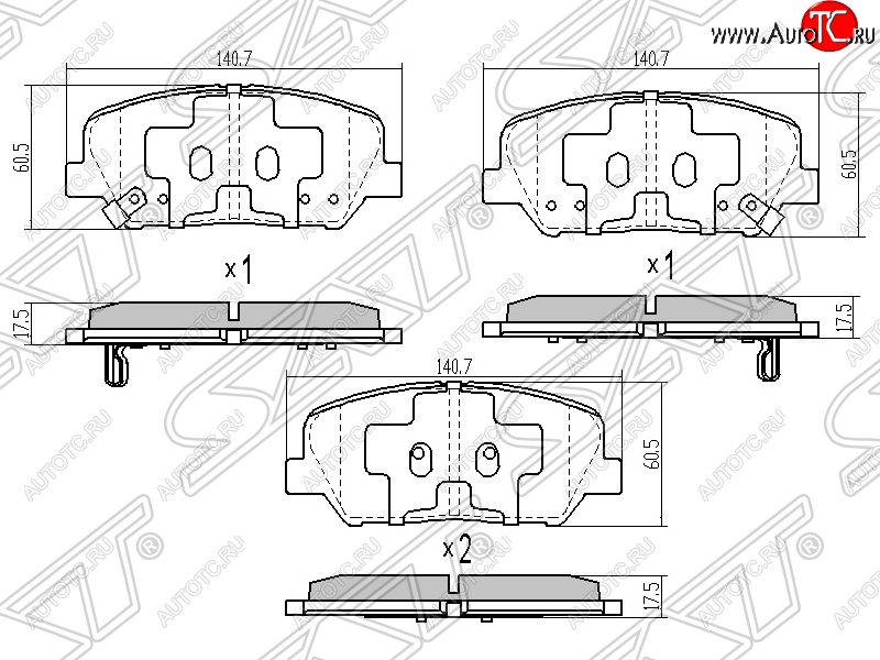 1 399 р. Колодки тормозные SAT (задние)  Hyundai I30  2 GD (2011-2017), Hyundai Veloster  FS (2011-2018), KIA Optima  3 TF (2010-2016)  с доставкой в г. Москва