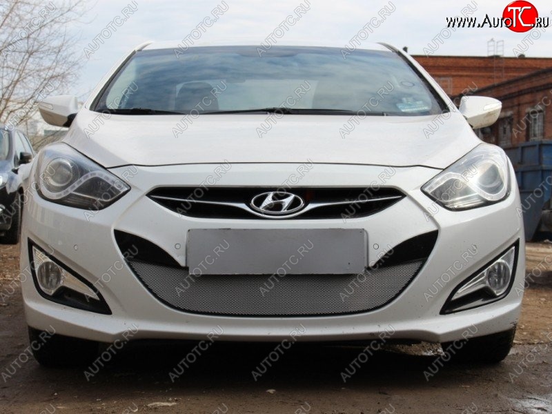 1 539 р. Защитная сетка на бампер Russtal (хром)  Hyundai I40  1 VF (2011-2019) дорестайлинг седан, рестайлинг седан, рестайлинг универсал  с доставкой в г. Москва