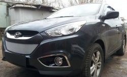 2 199 р. Сетка на бампер Russtal (хром) Hyundai IX35 LM дорестайлинг (2009-2013)  с доставкой в г. Москва. Увеличить фотографию 2