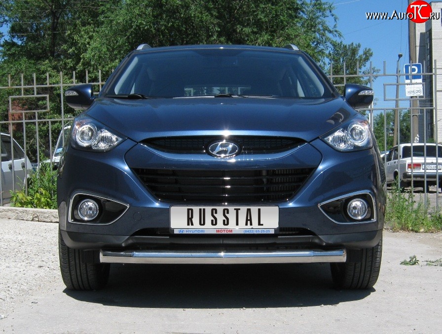 15 649 р. Одинарная защита переднего бампера диаметром 76 мм Russtal Hyundai IX35 LM дорестайлинг (2009-2013)  с доставкой в г. Москва