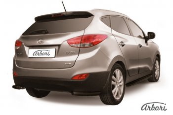 5 399 р. Защита заднего бампера Arbori (уголки, черная, 1 труба d57 mm).  Hyundai IX35  LM (2009-2018) дорестайлинг, рестайлинг  с доставкой в г. Москва. Увеличить фотографию 1