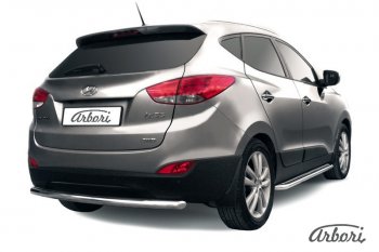 8 189 р. Защита заднего бампера Arbori (нержавейка, 1 труба d57 mm).  Hyundai IX35  LM (2009-2018) дорестайлинг, рестайлинг  с доставкой в г. Москва. Увеличить фотографию 1