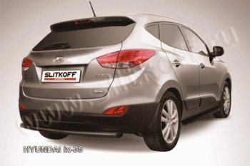 5 799 р. Защита заднего бампера из трубы d57 Slitkoff  Hyundai IX35  LM (2009-2018) дорестайлинг, рестайлинг (Цвет: серебристый)  с доставкой в г. Москва. Увеличить фотографию 1