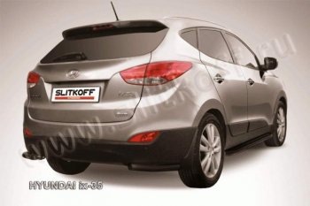 5 799 р. Защита заднего бампера из уголков d57 Slitkoff Hyundai IX35 LM рестайлинг (2013-2018) (Цвет: серебристый)  с доставкой в г. Москва. Увеличить фотографию 1