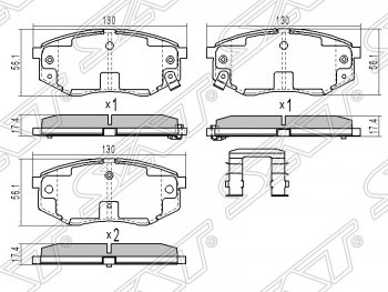 1 299 р. Колодки тормозные SAT (передние)  Hyundai IX35  LM (2009-2018), Hyundai Sonata  YF (2009-2014), Hyundai Tucson  LM (2010-2017), KIA Carens  FC, RS (1999-2006), KIA Sportage  3 SL (2010-2016)  с доставкой в г. Москва. Увеличить фотографию 1