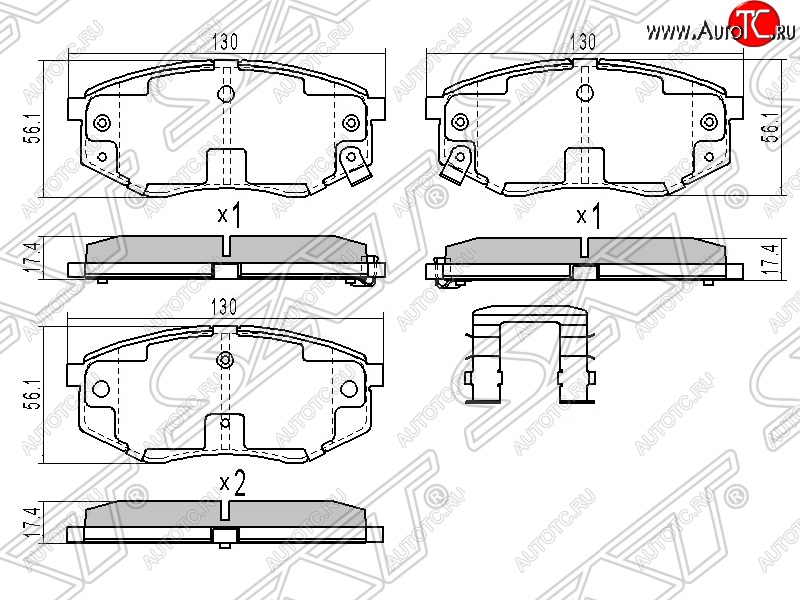 1 299 р. Колодки тормозные SAT (передние)  Hyundai IX35  LM (2009-2018), Hyundai Sonata  YF (2009-2014), Hyundai Tucson  LM (2010-2017), KIA Carens  FC, RS (1999-2006), KIA Sportage  3 SL (2010-2016)  с доставкой в г. Москва