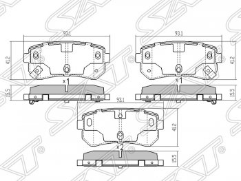 589 р. Колодки тормозные задние SAT  Hyundai IX35  LM (2009-2018), Hyundai Tucson  LM (2010-2017), KIA Sportage  3 SL (2010-2016)  с доставкой в г. Москва. Увеличить фотографию 1