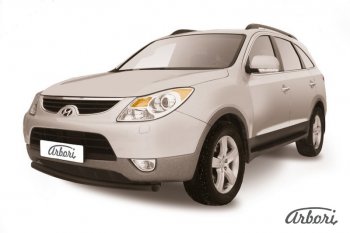 Защита переднего бампера Arbori (черная, 2 трубы d57 и 57 mm) Hyundai IX55 EN (2006-2013)