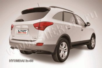 4 289 р. Защита заднего бампера из уголков d57 Slitkoff Hyundai IX55 EN (2006-2013) (Цвет: серебристый)  с доставкой в г. Москва. Увеличить фотографию 1