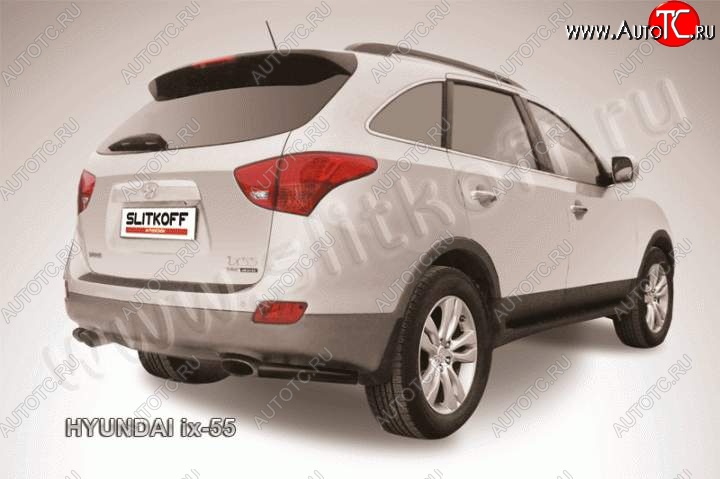 4 289 р. Защита заднего бампера из уголков d57 Slitkoff  Hyundai IX55  EN (2006-2013) (Цвет: серебристый)  с доставкой в г. Москва