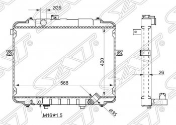 7 599 р. Радиатор двигателя SAT (трубчатый, МКПП) Hyundai Porter AU,KR (1996-2011)  с доставкой в г. Москва. Увеличить фотографию 1