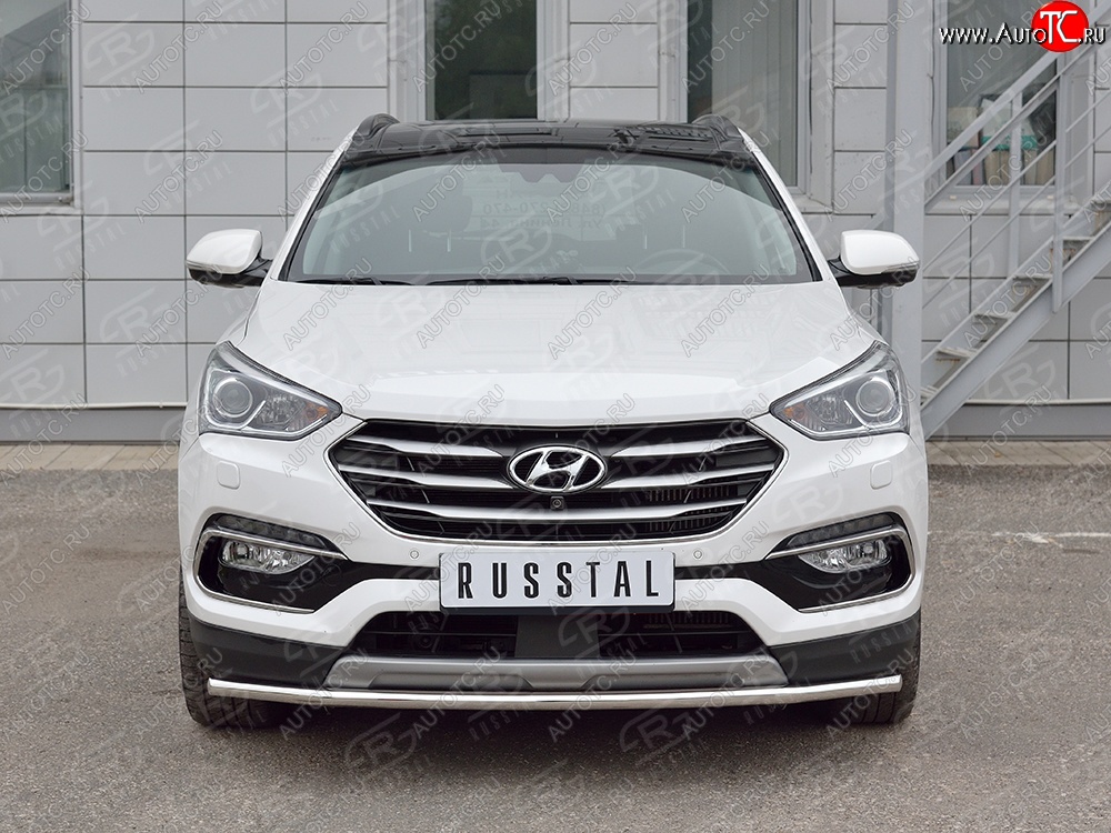 13 949 р. Защита переднего бампера (Ø42 мм, нержавейка, Premium) SLITKOFF  Hyundai Santa Fe  DM (2015-2019) рестайлинг  с доставкой в г. Москва