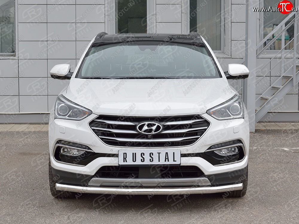 15 999 р. Защита переднего бампера (Ø63 мм, нержавейка, Premium) SLITKOFF Hyundai Santa Fe DM рестайлинг (2015-2019)  с доставкой в г. Москва