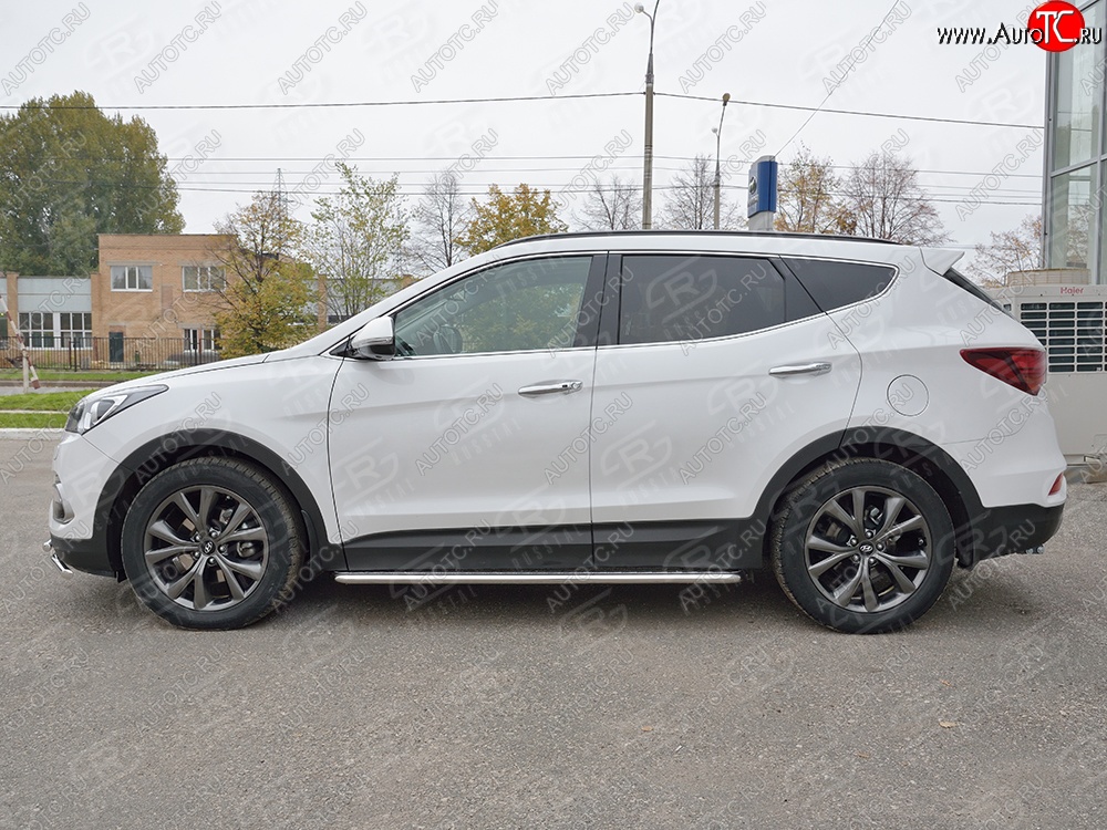 24 649 р. Широкая защита порогов с трубой диаметром 42 мм Premium SLITKOFF  Hyundai Santa Fe  DM (2015-2019) рестайлинг  с доставкой в г. Москва