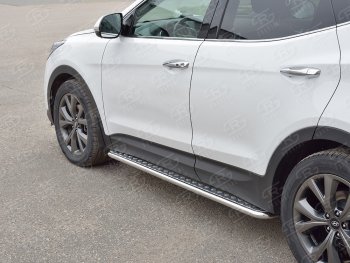 22 999 р. Широкая защита порогов с трубой диаметром 42 мм PREMIUM SLITKOFF v2  Hyundai Santa Fe  DM (2015-2019) рестайлинг  с доставкой в г. Москва. Увеличить фотографию 2