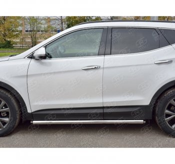 Защита порогов из круглой трубы диаметром 63 мм PREMIUM SLITKOFF v2 Hyundai Santa Fe DM рестайлинг (2015-2019)