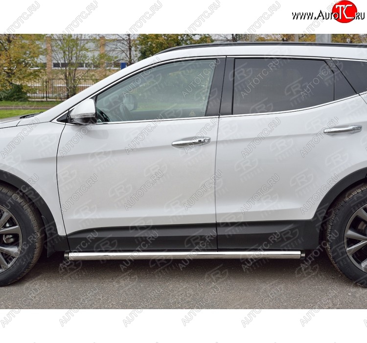 23 599 р. Защита порогов из круглой трубы диаметром 63 мм PREMIUM SLITKOFF v2  Hyundai Santa Fe  DM (2015-2019) рестайлинг  с доставкой в г. Москва