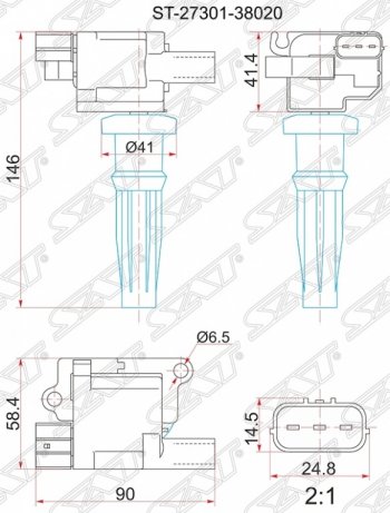 1 339 р. Катушка зажигания SAT  Hyundai Santa Fe  SM (2000-2012), Hyundai Sonata  EF (2001-2013), KIA Sorento  BL (2002-2010)  с доставкой в г. Москва. Увеличить фотографию 1