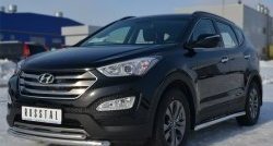 17 999 р. Защита переднего бампера (2 трубыØ63 и 42 мм, нержавейка) SLITKOFF  Hyundai Santa Fe  DM (2012-2016) дорестайлинг  с доставкой в г. Москва. Увеличить фотографию 4