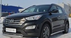 18 699 р. Защита переднего бампера (2 трубыØ63 мм, нержавейка) SLITKOFF  Hyundai Santa Fe  DM (2012-2016) дорестайлинг  с доставкой в г. Москва. Увеличить фотографию 4