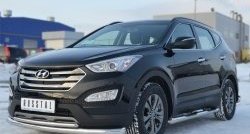 17 999 р. Защита переднего бампера (2 трубыØ76 и 42 мм, нержавейка) SLITKOFF  Hyundai Santa Fe  DM (2012-2016) дорестайлинг  с доставкой в г. Москва. Увеличить фотографию 4