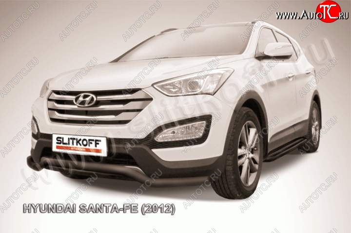 10 849 р. Защита переднего бампера из трубы d57 Slitkoff  Hyundai Santa Fe  DM (2012-2016) дорестайлинг (Цвет: серебристый)  с доставкой в г. Москва