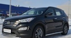 14 849 р. Защита порогов из круглой трубы диаметром 63 мм Russtal Hyundai Santa Fe DM дорестайлинг (2012-2016) (Защита порогов с со скосами на торцах (вариант 1))  с доставкой в г. Москва. Увеличить фотографию 9