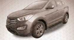 19 449 р. Алюминиевые пороги Slitkoff Optima Black  Hyundai Santa Fe  DM (2012-2016) дорестайлинг  с доставкой в г. Москва. Увеличить фотографию 2