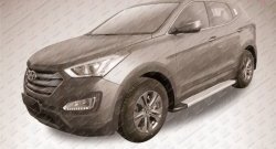 19 449 р. Алюминиевые пороги Slitkoff Optima Silver Hyundai Santa Fe DM дорестайлинг (2012-2016)  с доставкой в г. Москва. Увеличить фотографию 2