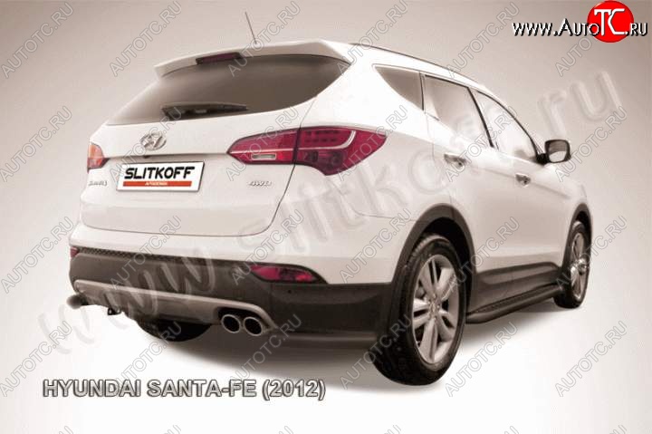 8 599 р. Защита заднего бампера из уголков d57 Slitkoff Hyundai Santa Fe DM дорестайлинг (2012-2016) (Цвет: серебристый)  с доставкой в г. Москва