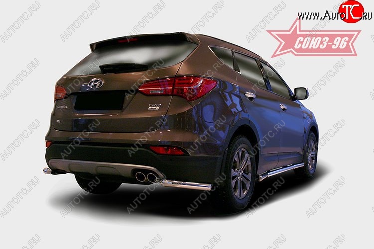 9 539 р. Защита заднего бампера из боковых уголков Souz-96 (d60) Hyundai Santa Fe DM дорестайлинг (2012-2016)  с доставкой в г. Москва