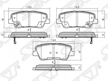 Колодки тормозные SAT (задние) Hyundai (Хюндаи) Santa Fe (Санта)  CM (2009-2012) CM рестайлинг