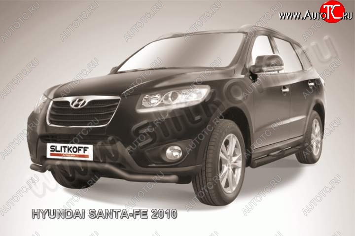 9 399 р. Защита переднего бампера из трубы d57 Slitkoff (волна)  Hyundai Santa Fe  CM (2009-2012) рестайлинг (Цвет: серебристый)  с доставкой в г. Москва