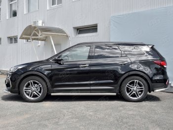 18 799 р. Защита порогов из круглой трубы диаметром 63 мм SLITKOFF  Hyundai Grand Santa Fe  1 DM (2016-2018) рестайлинг  с доставкой в г. Москва. Увеличить фотографию 2