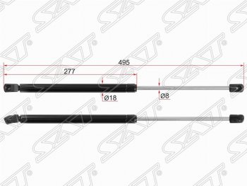 629 р. Упор крышки багажника SAT (газовый)  Hyundai Solaris  RBr (2010-2017) хэтчбэк дорестайлинг, хэтчбэк рестайлинг  с доставкой в г. Москва. Увеличить фотографию 1