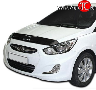 2 699 р. Дефлектор капота NovLine Hyundai Solaris RBr хэтчбэк дорестайлинг (2010-2014)  с доставкой в г. Москва