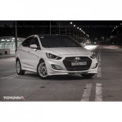 2 899 р. Накладка на передний бампер TopKontur Design v2 Hyundai Solaris RBr хэтчбэк дорестайлинг (2010-2014) (Неокрашенная)  с доставкой в г. Москва. Увеличить фотографию 12