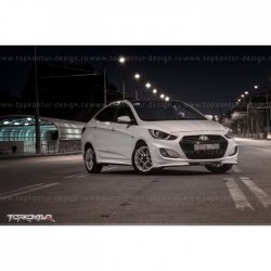 2 899 р. Накладка на передний бампер TopKontur Design v2 Hyundai Solaris RBr хэтчбэк дорестайлинг (2010-2014) (Неокрашенная)  с доставкой в г. Москва. Увеличить фотографию 13