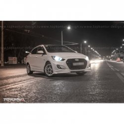 2 899 р. Накладка на передний бампер TopKontur Design v2 Hyundai Solaris RBr хэтчбэк дорестайлинг (2010-2014) (Неокрашенная)  с доставкой в г. Москва. Увеличить фотографию 6