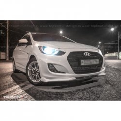 2 899 р. Накладка на передний бампер TopKontur Design v2 Hyundai Solaris RBr хэтчбэк дорестайлинг (2010-2014) (Неокрашенная)  с доставкой в г. Москва. Увеличить фотографию 8