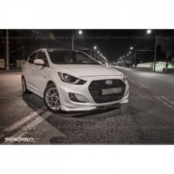 2 899 р. Накладка на передний бампер TopKontur Design v2 Hyundai Solaris RBr хэтчбэк дорестайлинг (2010-2014) (Неокрашенная)  с доставкой в г. Москва. Увеличить фотографию 9