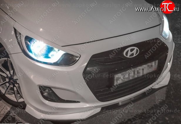 2 899 р. Накладка на передний бампер TopKontur Design v2 Hyundai Solaris RBr хэтчбэк дорестайлинг (2010-2014) (Неокрашенная)  с доставкой в г. Москва