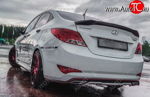 8 999 р. Накладка на задний бампер TopKontur Design Hyundai Solaris RBr седан дорестайлинг (2010-2014) (Неокрашенная)  с доставкой в г. Москва