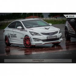 4 999 р. Пороги накладки TopKontur Design Hyundai Solaris RBr седан дорестайлинг (2010-2014) (Неокрашенные)  с доставкой в г. Москва. Увеличить фотографию 2