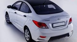 13 499 р. Задний бампер Sport  Hyundai Solaris  RBr (2010-2014) седан дорестайлинг (Неокрашенный)  с доставкой в г. Москва. Увеличить фотографию 2