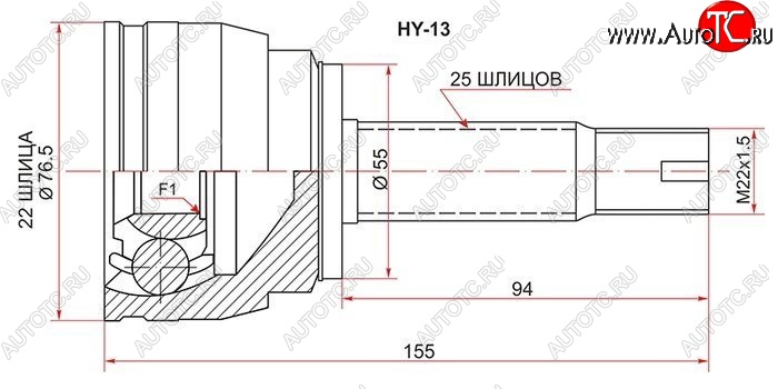 1 489 р. ШРУС (Россия) SAT (наружный) Hyundai Solaris RBr седан дорестайлинг (2010-2014)  с доставкой в г. Москва