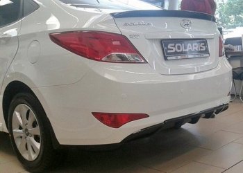 3 899 р. Накладка на задний бампер АвтоКрат Hyundai Solaris RBr седан рестайлинг (2014-2017) (Неокрашенная)  с доставкой в г. Москва. Увеличить фотографию 2